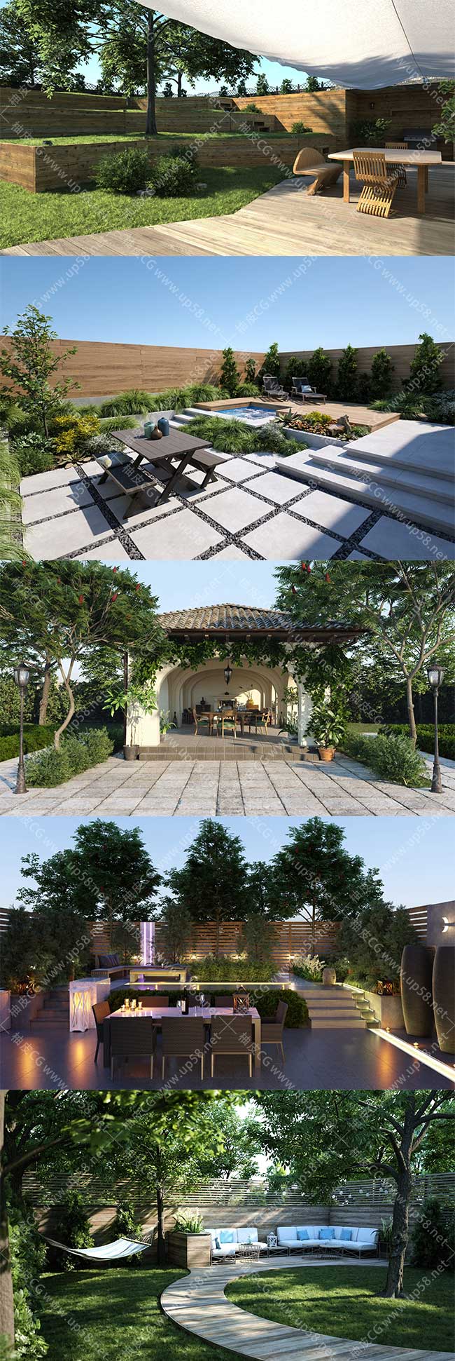 20组3dsmax / C4D专业室外花园植被家具场景3D模型