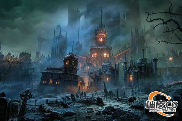 3DSMAX/MAYA/C4D/UE/UNITY/BLENDER/HOUDINI幽灵领域亡者世界哥特之境高级3D模型资产工具包