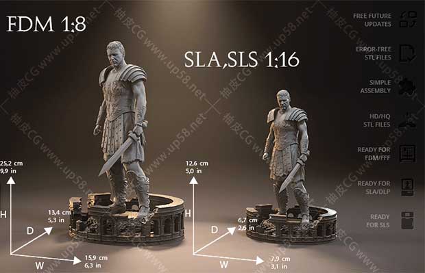 STL希腊角斗士雕塑精细3D打印模型素材