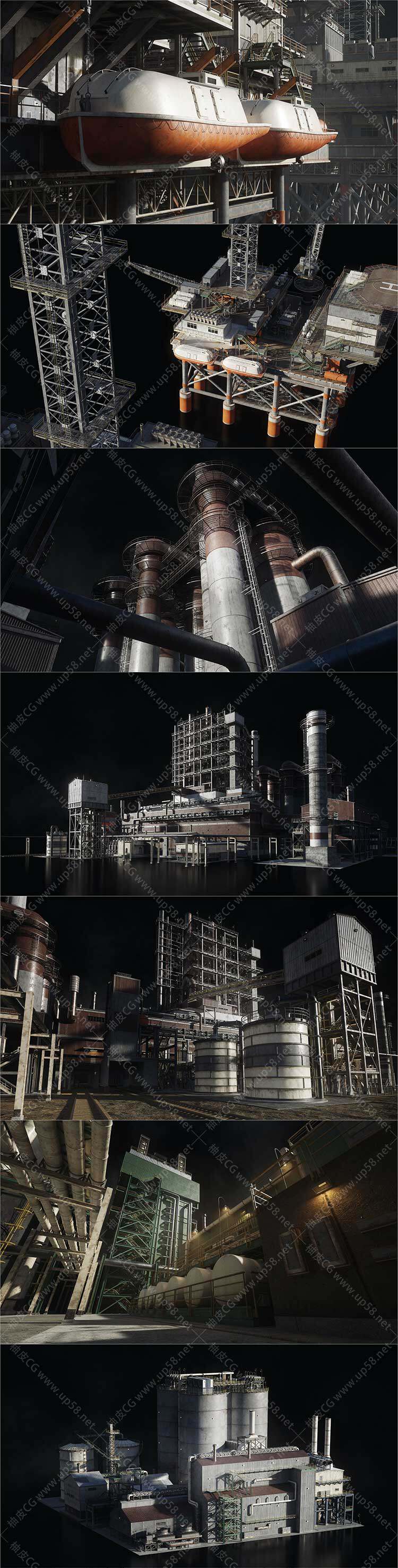 Blender | 3Dsmax工业场景高级3D模型及材质套件KitBash3D