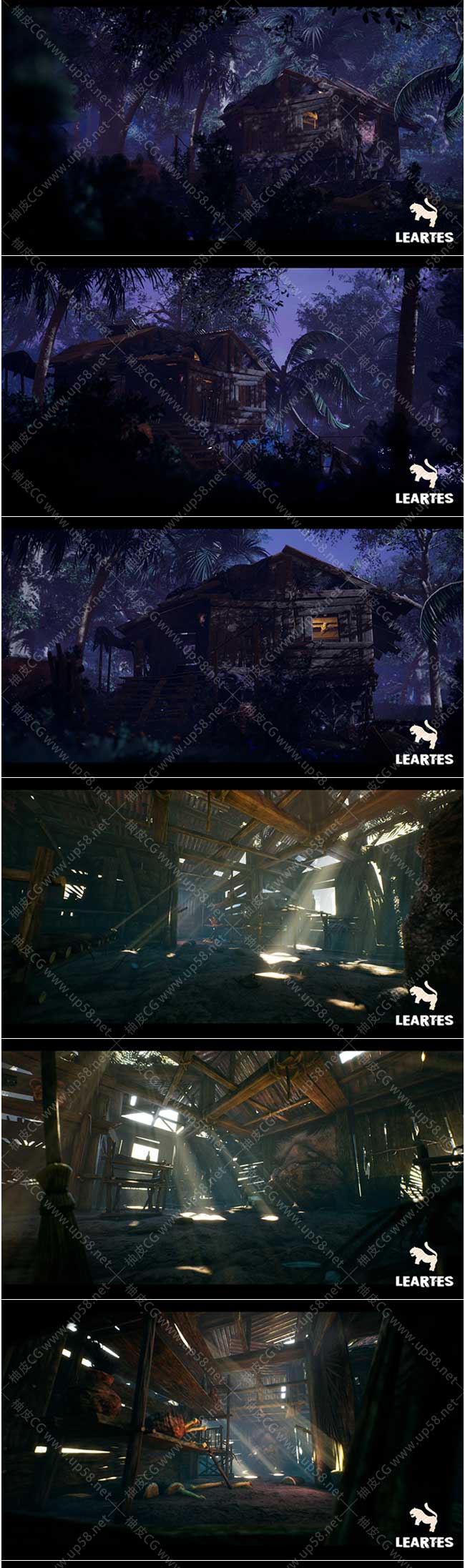 Unreal Engine游戏热带岛屿废弃小屋环境素材包
