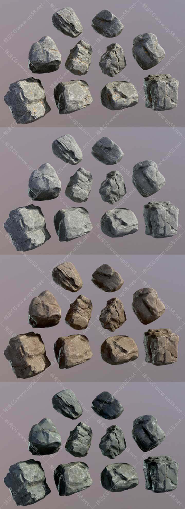 8种Substance Painter建筑影视场景写实岩石智能材质