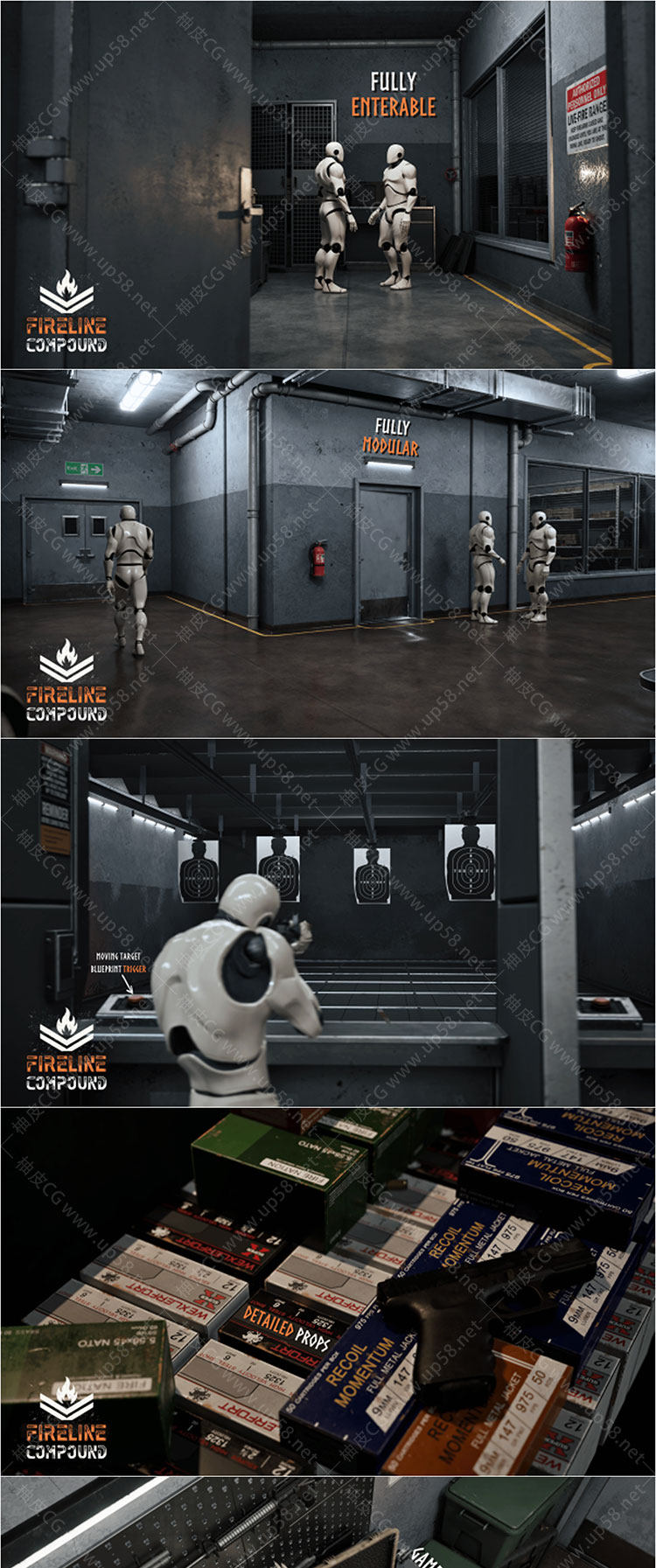 Unreal Engine游戏开发模块化动态靶机射击训练场Modular Shooting Range