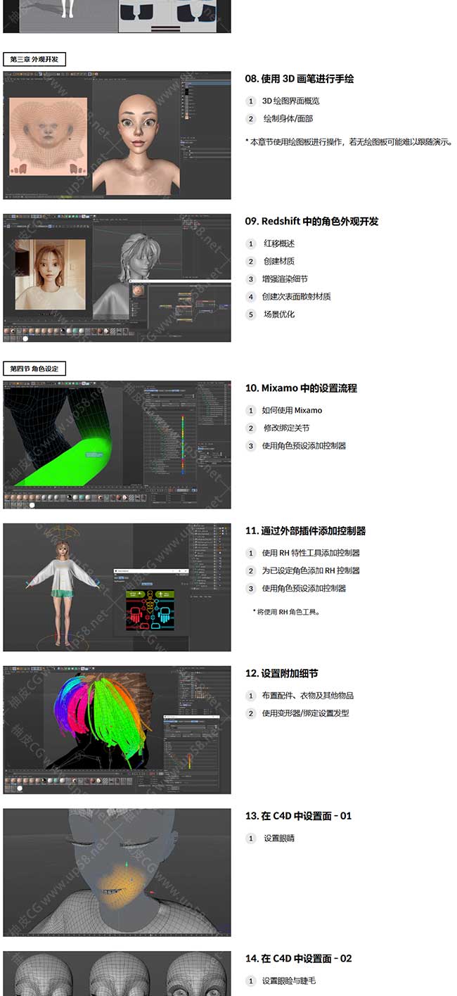 C4D风格化角色设计建模场景构建角色动态全流程视频教程(中文字幕)