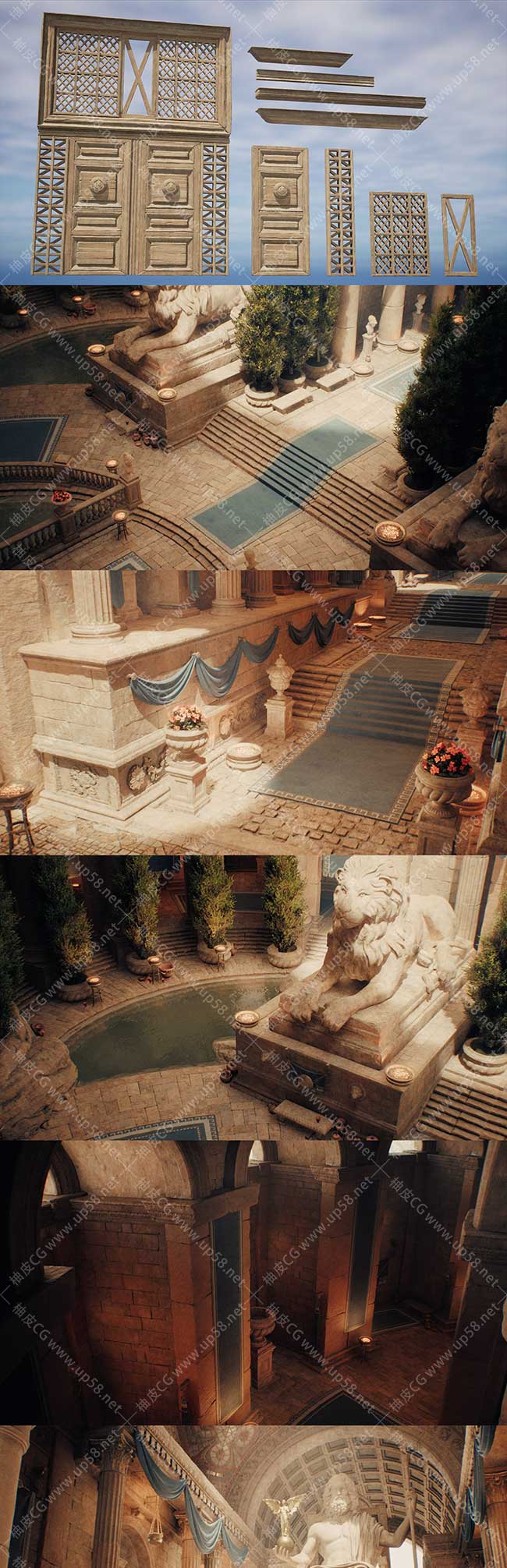 Unreal Engine 5高保真古代山顶神庙环境游戏开发项目资产