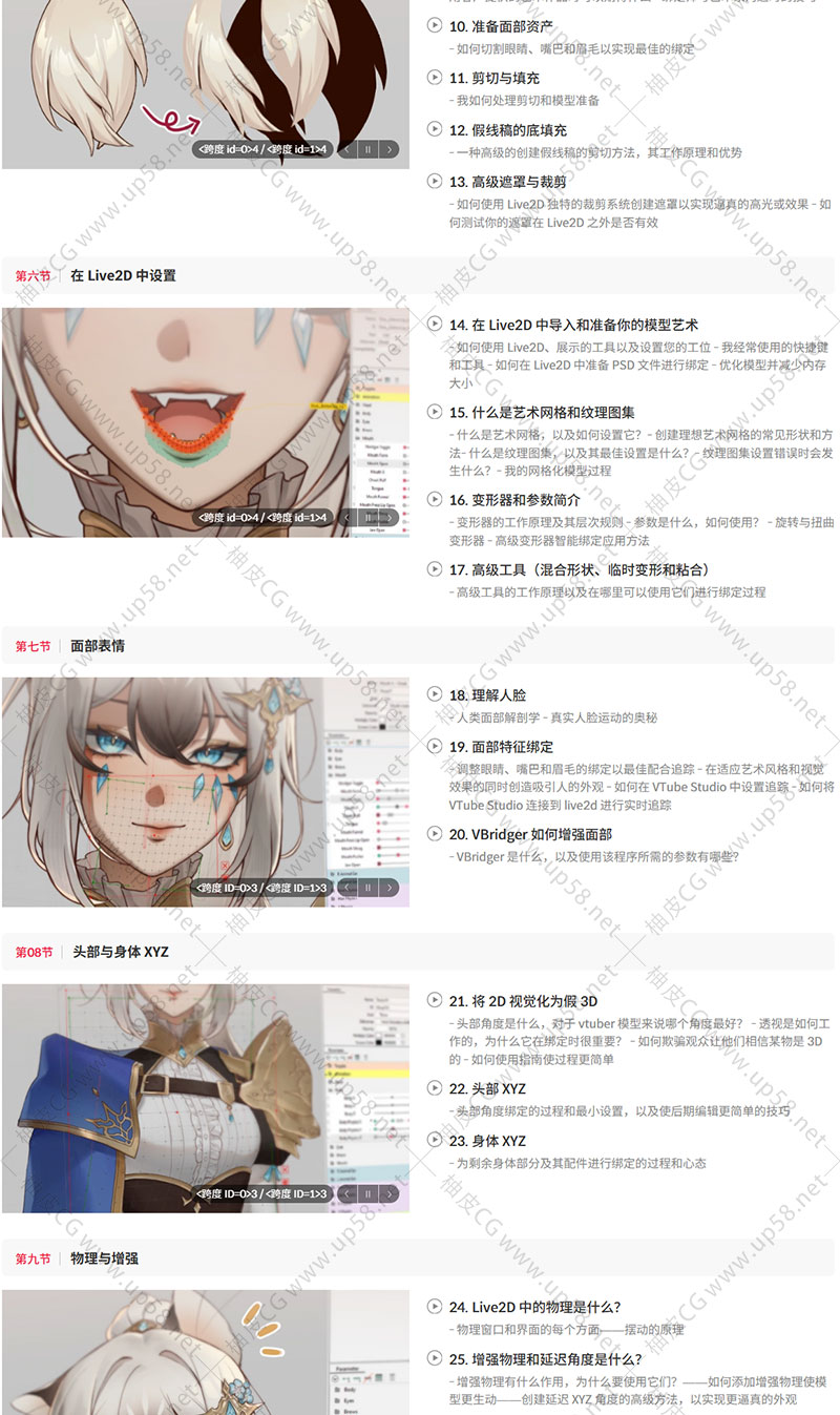 VTuber模型设计插画Live2D绑定技术全流程视频教程(中文字幕)
