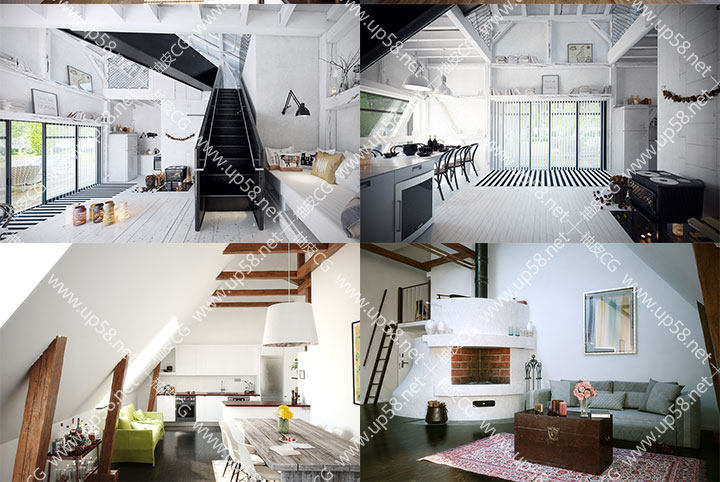 3dsmax VRay欧式风格室内装饰全场景高品质3D模型