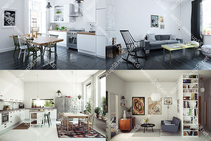 3dsmax VRay欧式风格室内装饰全场景高品质3D模型