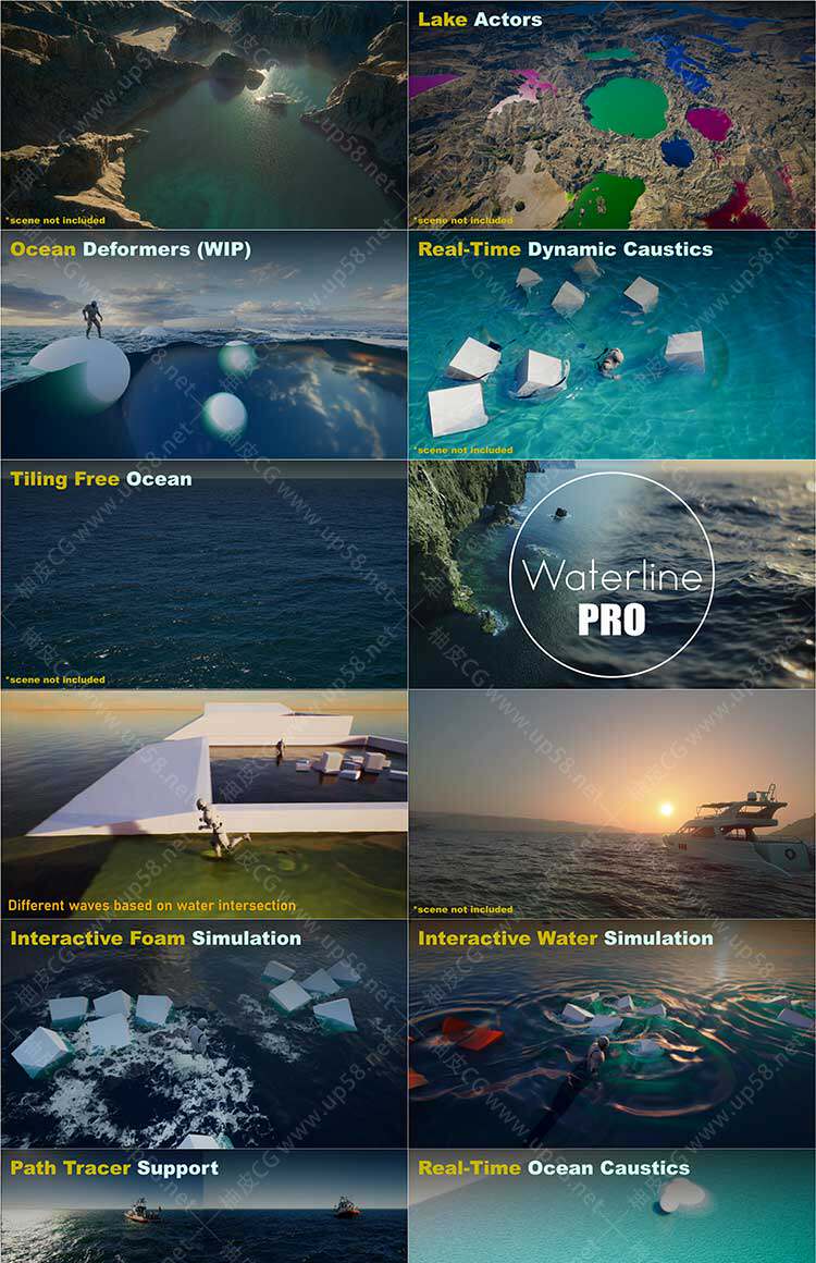 Unreal Engine实时海岸线与波浪交互插件Waterline PRO 6