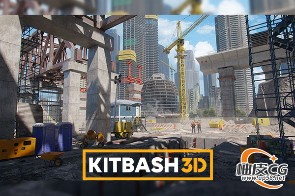 Blender摩天大楼购物中心建筑工地设施精细3D模型