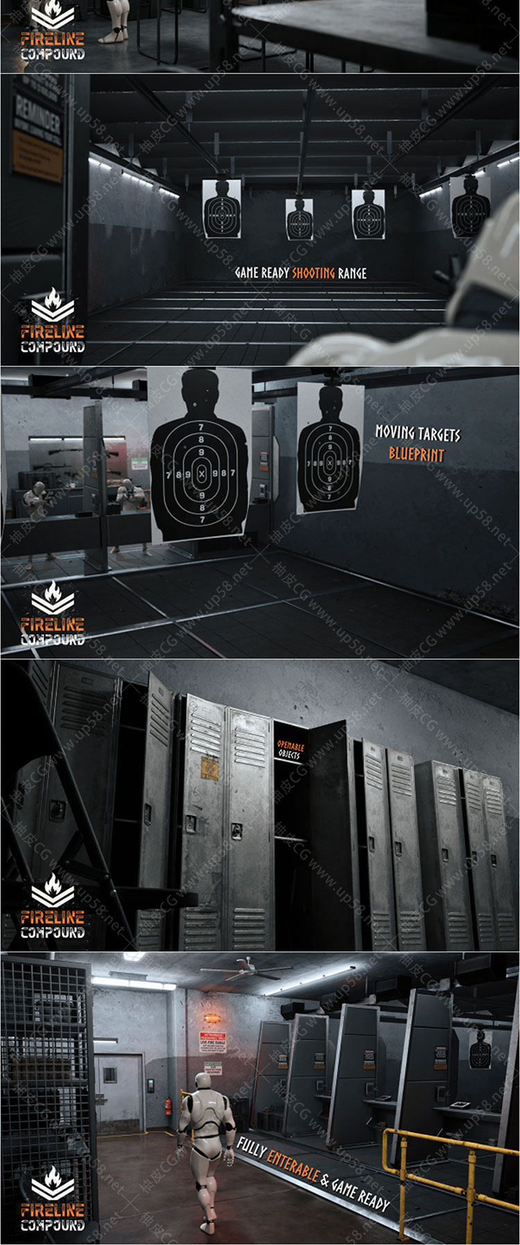 Unreal Engine游戏开发模块化动态靶机射击训练场Modular Shooting Range