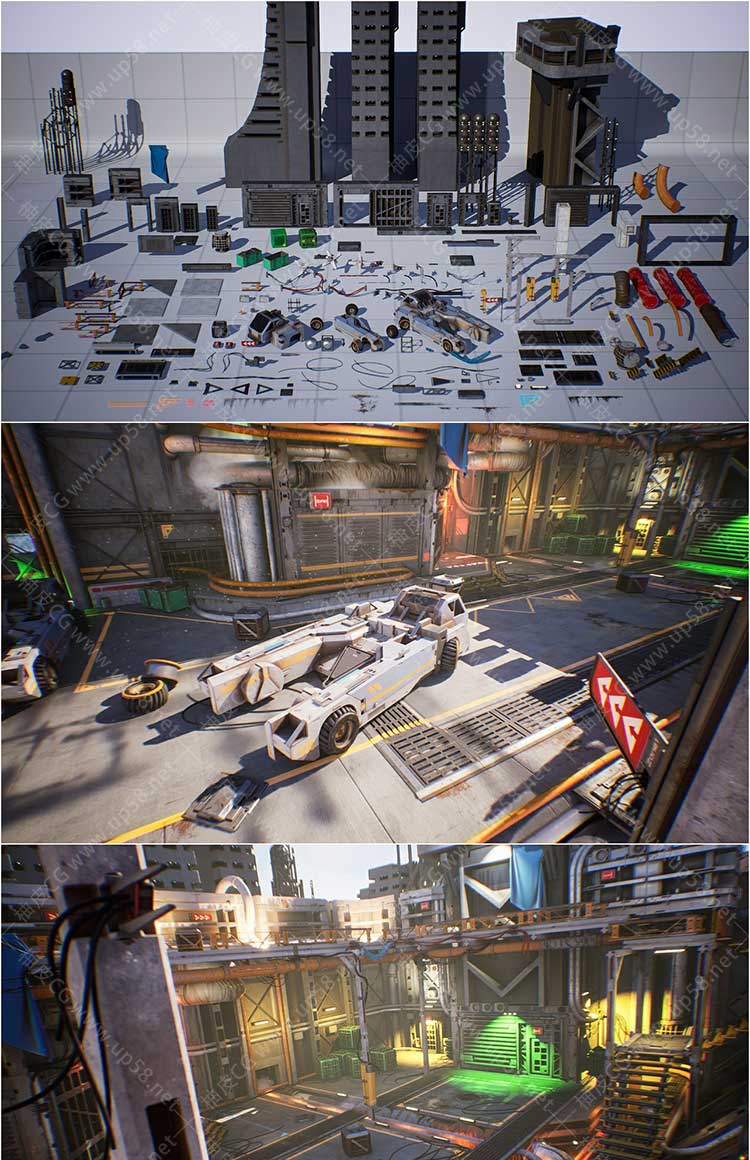 Unreal Engine科幻风格关卡构建工具包SciFi Kitbash Level Builder Vol.2