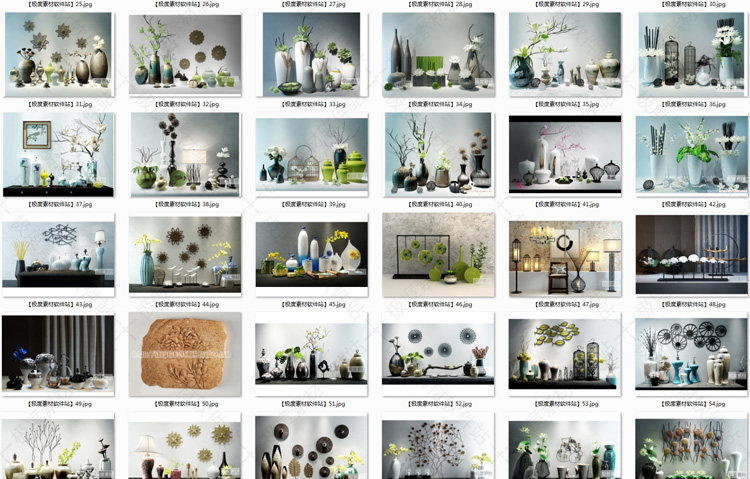 3Dmax现代北欧风格饰品精细模型素材库 家装工装设计后现代3D模型