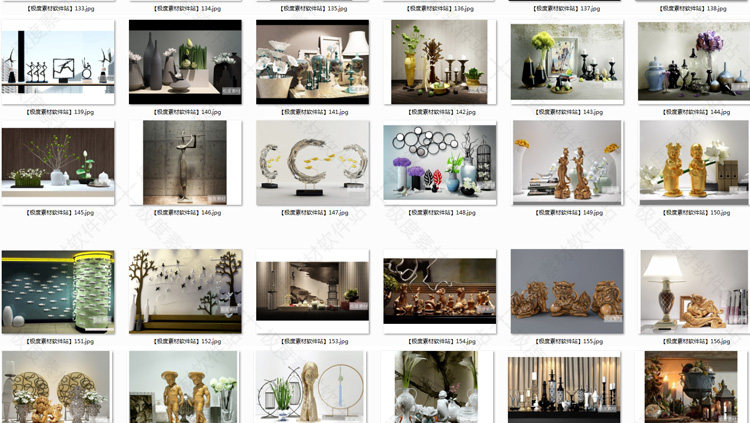 3Dmax现代北欧风格饰品精细模型素材库 家装工装设计后现代3D模型