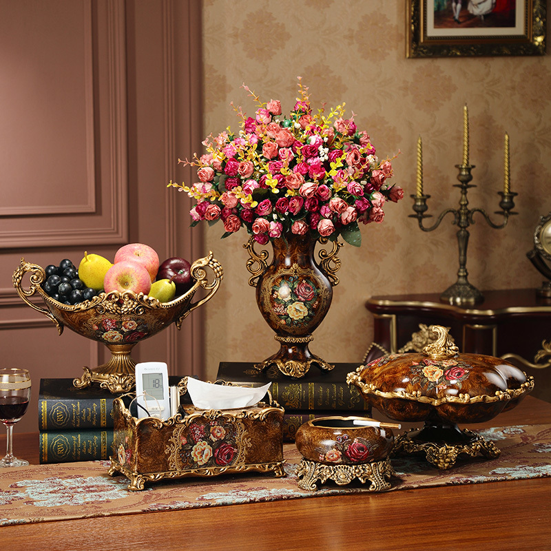 American-Style Home Furnishings, European-Style French-Style Living Room Fruit Bowl, Tissue Box, Ashtray Set, Decorative Items American-Style Home Furnishings, European-Style French-Style Living Room Fruit Bowl, Tissue Box, Ashtray Set, Decorative Items