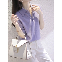 Tidal polo polo collar Ice Knitted Shirts Women Dress Summer New Loose Casual Fashion 100 Hitch Short Sleeve T-shirt Blouse