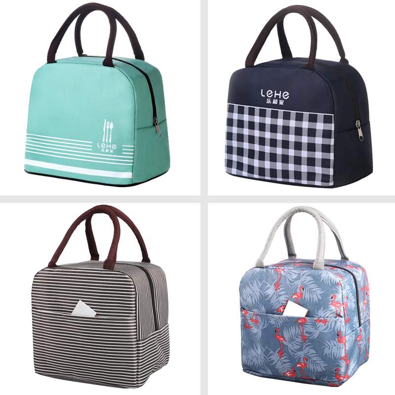 Lehejia heat-resistant glass lunch box with rice bag Bento bag Lunch bag Striped bag Flamingo bag with tableware