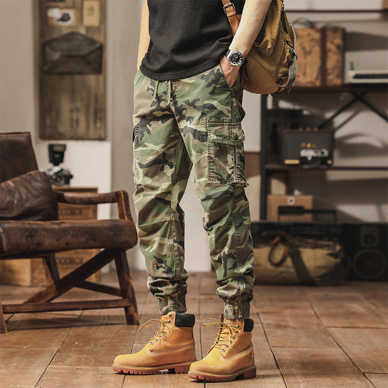 Camouflage Cargo Pants for Men, Trendy Retro Jogger Pants, Summer Thin High-End Pure Cotton Stretchy Loose Casual Pants Camouflage Cargo Pants for Men, Trendy Retro Jogger Pants, Summer Thin High-End Pure Cotton Stretchy Loose Casual Pants