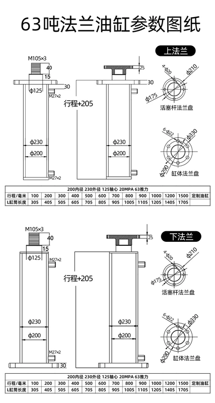 200 lỗ xi ​​lanh thủy lực xi lanh nâng 63 tấn hai chiều nâng dầu bằng tay máy thủy lực điện từ trạm bơm thủy lực xi lanh dầu thủy lực xilanh thủy lực 160