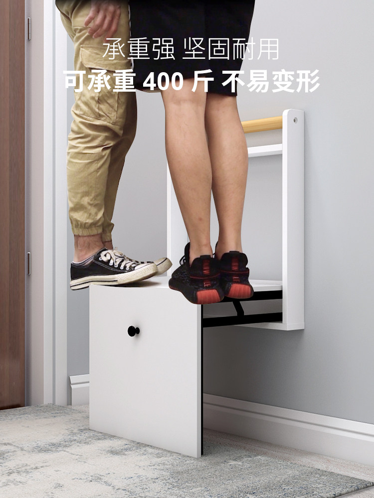 Wall-mounted folding shoe-changing stool hanging wall invisible home entrance porch entry door combination shoe stool