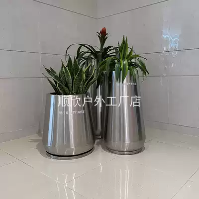 Outdoor stainless steel flower box sample house display center outside the flower trough commercial street rectangular metal combination courtyard green flower bed