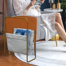 Creative simple metal sofa Nordic floor living room table iron leather magazine book and newspaper storage rack customization