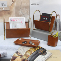 Metal modern simple model room newspaper rack Nordic magazine shelf desktop home picture book small storage rack