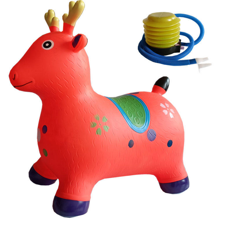 Children's music jumping deer jumping horse inflatable horse animal toy cow thickened and enlarged rubber horse riding