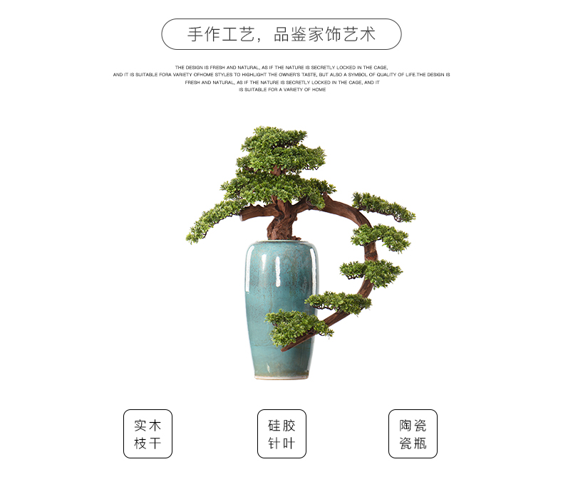 New Chinese style ceramic flower art simulation guest - the greeting pine tree furnishing articles example room pot sitting room porch teahouse hotel decoration