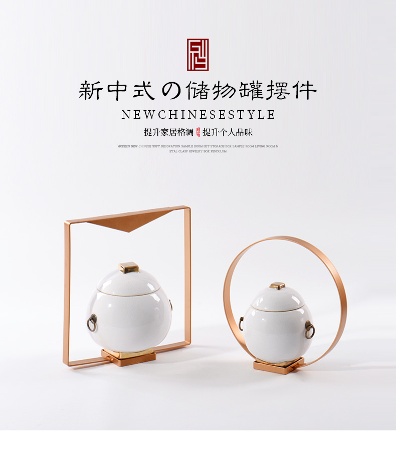 Nest light sent new Chinese style key-2 luxury gold ceramic pot furnishing articles sitting room partition screen wine storage tank soft decoration