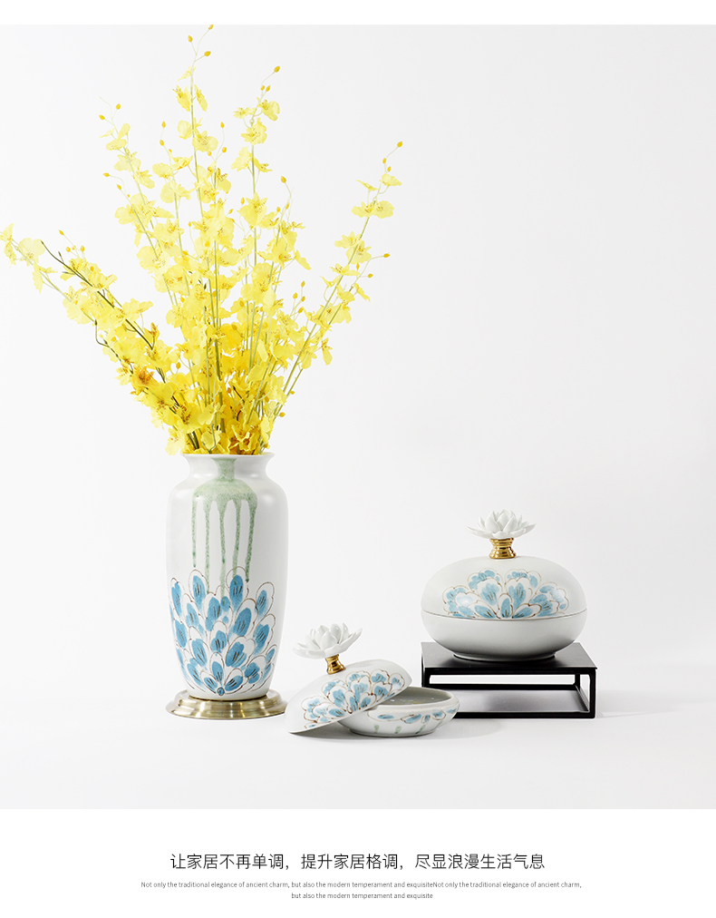 Modern ceramic vases, flower arrangement of new Chinese style furnishing articles sitting room TV ark, soft adornment porcelain jar example room decoration