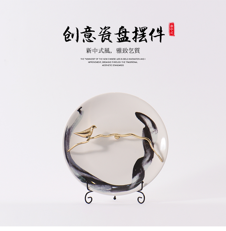 The New Chinese ink painting ceramic plate of TV ark, the decoration wine ark, vestibular place to live in the sitting room porch soft decoration