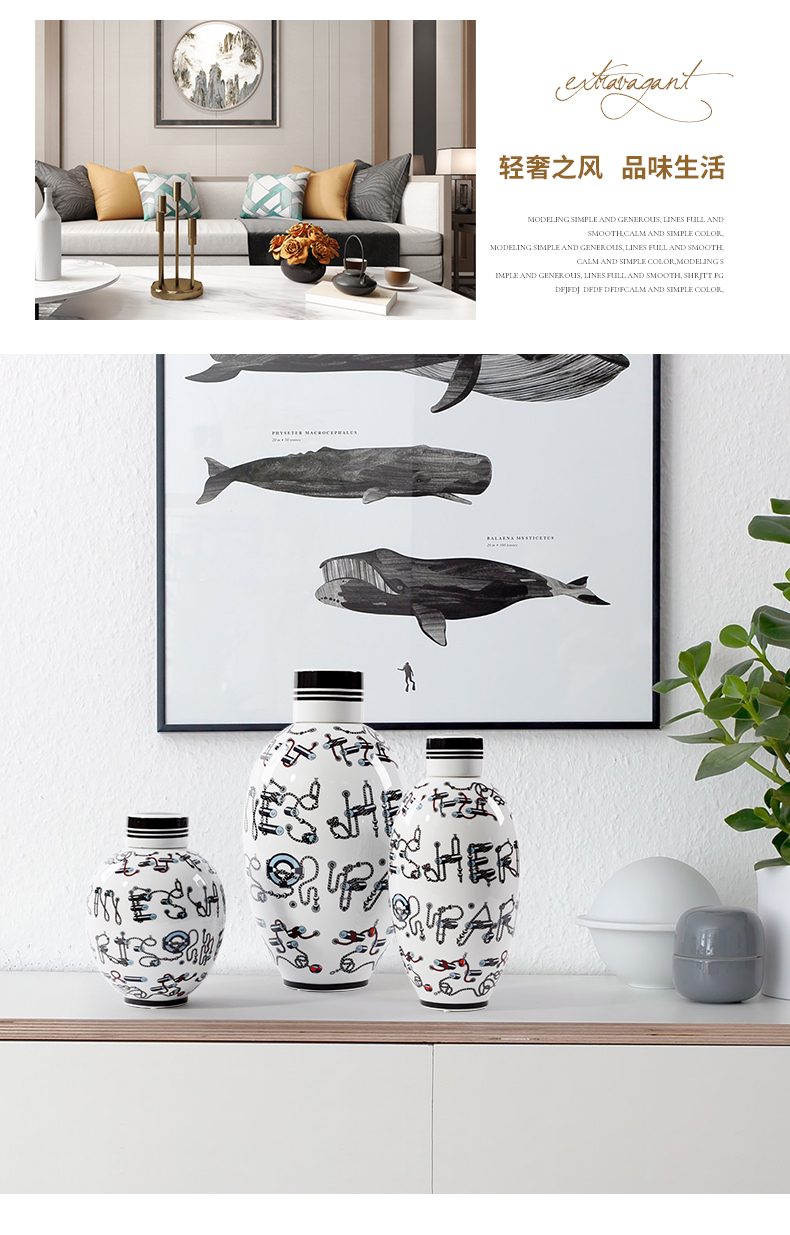 Postmodern contracted ceramic general storage tank furnishing articles European new home sitting room TV ark, porcelain bottle decoration
