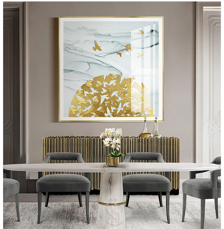Modern new Chinese style porch decoration light key-2 luxury corridor hotel villa crystal porcelain painting soft outfit sofa background wall hang a picture