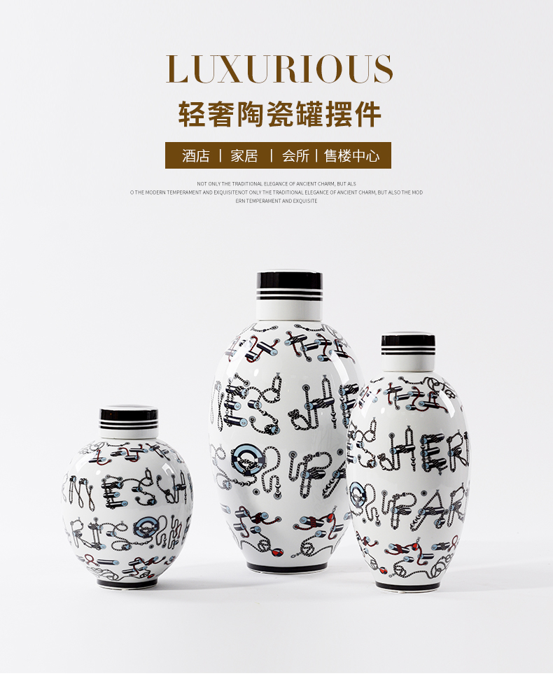 Postmodern contracted ceramic general storage tank furnishing articles European new home sitting room TV ark, porcelain bottle decoration