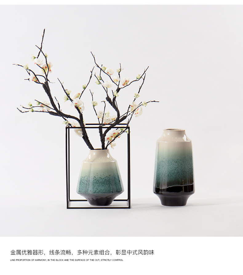 Name Plum blossom put put vase is placed between example of new Chinese style living room TV cabinet ceramic flower implement green porch soft decoration