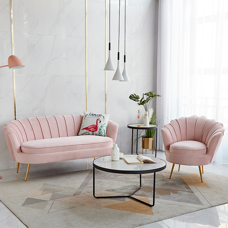 Winter bear Nordic fabric flannel light luxury small family living room sofa net red double three clothing store sofa