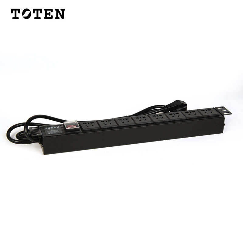 Totem 8-bit five-hole PDU input and output 10A cabinet power outlet row plug distributor Horizontal