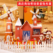Christmas decoration scene layout Wooden house Castle hotel shopping mall ornaments Christmas house Windmill Snow house