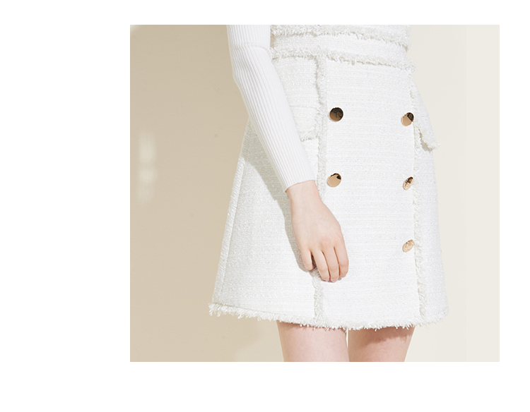 CAROLINE / Caroline 2018 mùa đông mới khâu thô viền váy retro nhỏ ECR8DB09 đầm đỏ dự tiệc