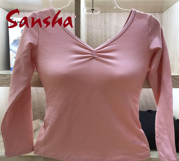 Sansha Sansha ballet V-neck adult long-sleeved training suit female dance top T-shirt PTPA174031