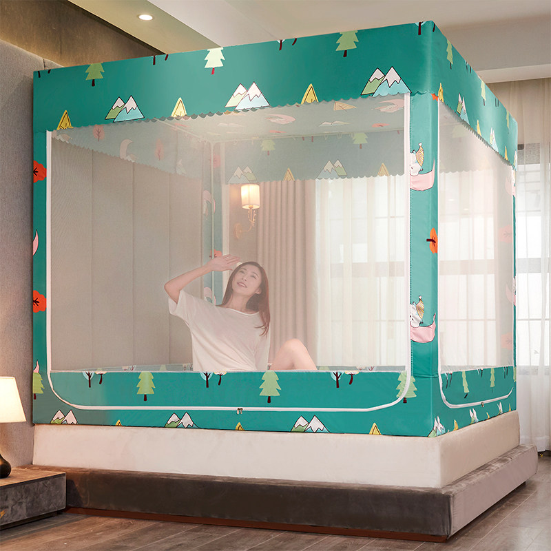 U-shaped mosquito net anti-fall children 1 2 treasure children encryption thickening bracket zipper three-door home 1 5m1 8m bed