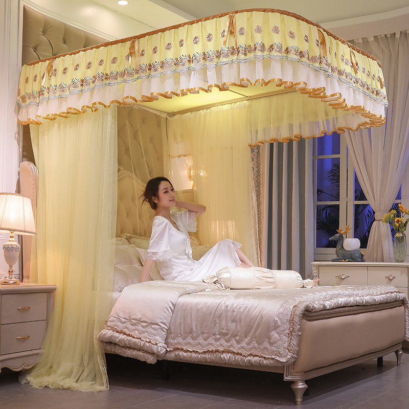 Pull Rope U Type Rail Mosquito Net Three Doors Dust Resistant Advanced Bedroom Floor Crypto Home Thickened Aluminum Alloy Track