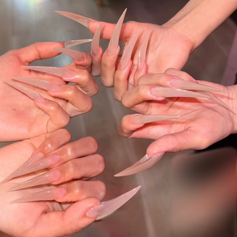 Rc Handmade Finished Product Wearable Nail Art Long Dragon Claw Nails Animal Nails Cat Claw Extra Long Nude Color