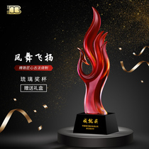 Creative Phoenix Glazed Trophy Set For Crystal Trophy Making Lettering Company Annual Grace Awards Gift