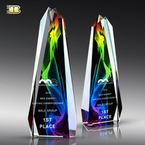 Dazzling Crystal Trophy Custom Creative High-end Color Print Medal for the Annual Meeting of the Lettering Company Awards Excellent Employees