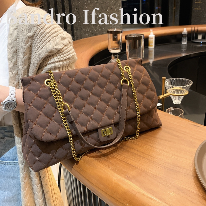 Sandro Ifashion Lingge women bag large capacity 2021 New Joker shoulder shoulder bag soft leather mobile phone