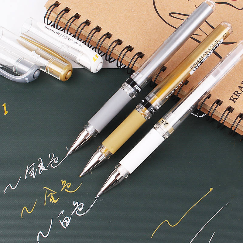 Mitsubishi highlight pen UM-153 gold and silver white paint pen hand-painted signature pen watercolor paint highlight pen blank pen