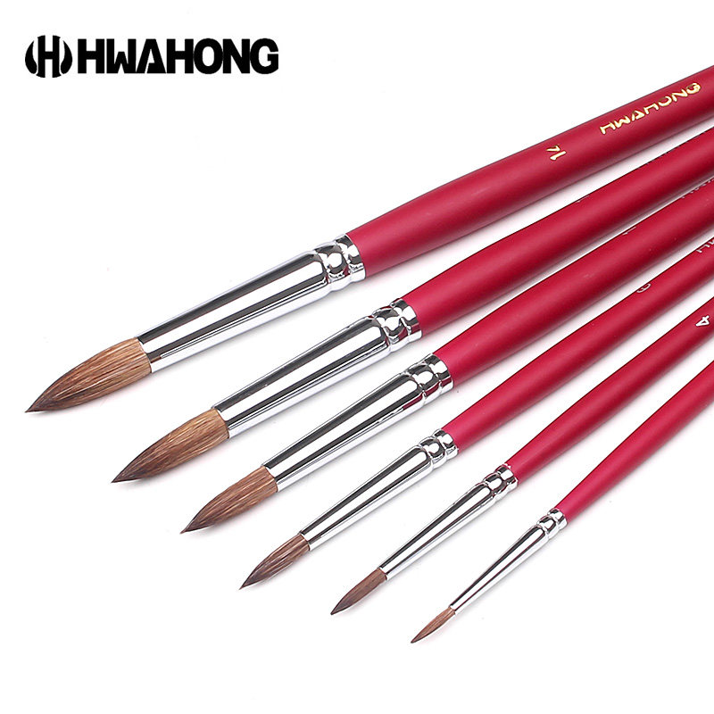South Korea imported Huahong watercolor brush tip 771 horse hair watercolor pen round head oil painting red fat man very fine
