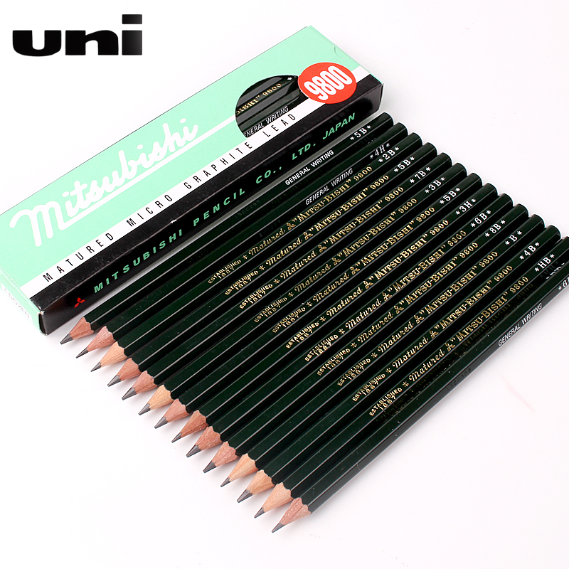 Japan Mitsubishi UNI 12 drawing pencil speed sketching pencil 9800 2H-10b